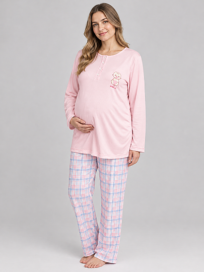 Hamile Lohusa Pijama Takımı Pembe