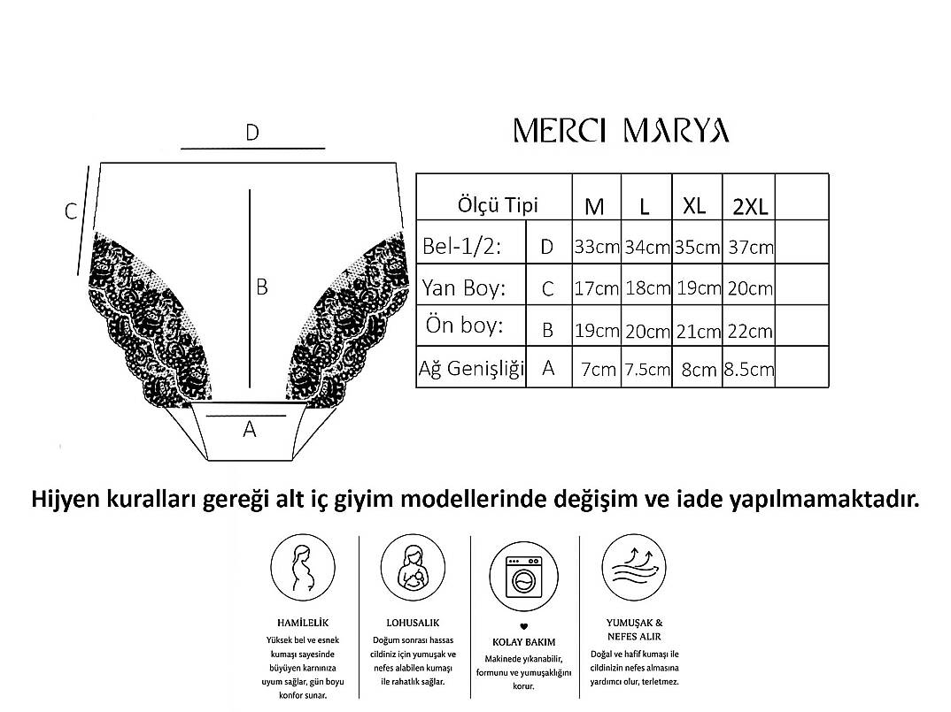 Pamuklu-Dantelli Hamile Külotu Siyah - 3
